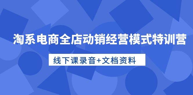 淘系电商全店动销经营模式特训营，线下课录音+文档资料速创网赚项目-副业赚钱-互联网创业-资源整合速创园