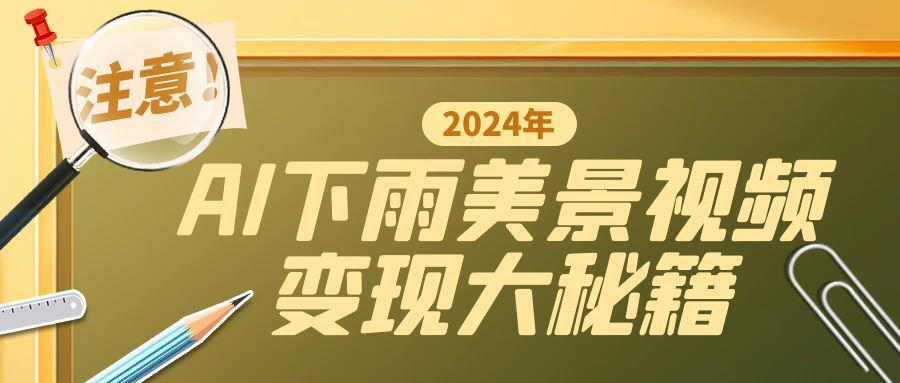 一键生成AI下雨美景视频，零基础打造1700万播放神作，手把手教你变现秘籍速创网赚项目-副业赚钱-互联网创业-资源整合速创园