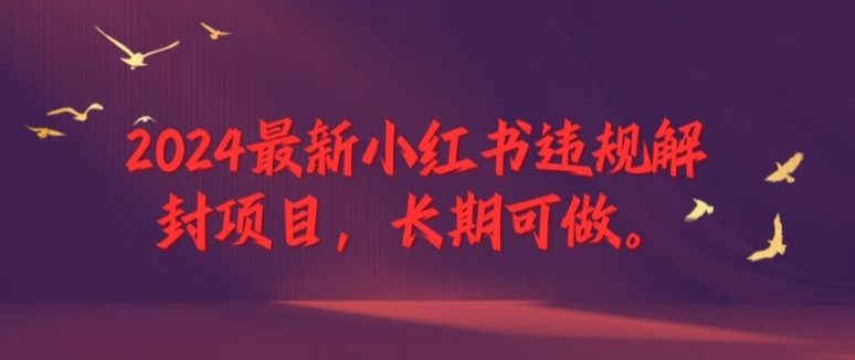 2024最新小红书违规解封项目，长期可做，一个可以做到退休的项目【揭秘】速创网赚项目-副业赚钱-互联网创业-资源整合速创园