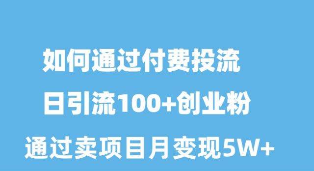 如何通过付费投流日引流100+创业粉月变现5W+速创网赚项目-副业赚钱-互联网创业-资源整合速创园