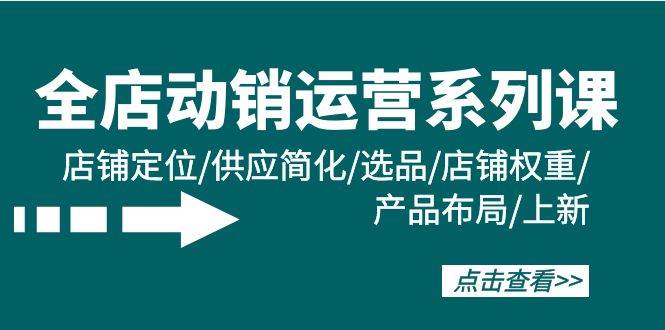 全店·动销运营系列课：店铺定位/供应简化/选品/店铺权重/产品布局/上新速创网赚项目-副业赚钱-互联网创业-资源整合速创园