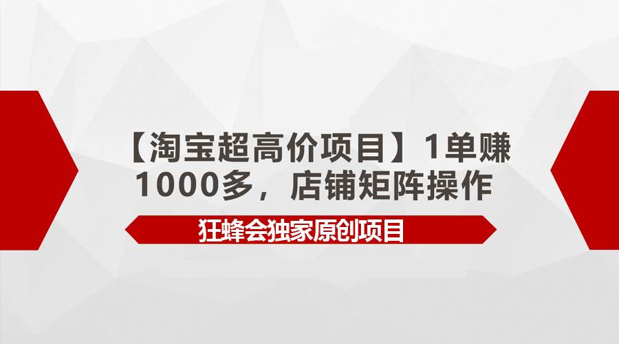 【淘宝超高价项目】1单赚1000多，店铺矩阵操作速创网赚项目-副业赚钱-互联网创业-资源整合速创园