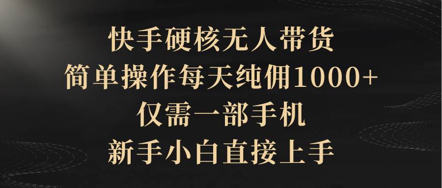 快手硬核无人带货，简单操作每天纯佣1000+,仅需一部手机，新手小白直接上手速创网赚项目-副业赚钱-互联网创业-资源整合速创园