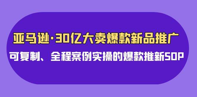 亚马逊30亿·大卖爆款新品推广，可复制、全程案例实操的爆款推新SOP速创网赚项目-副业赚钱-互联网创业-资源整合速创园