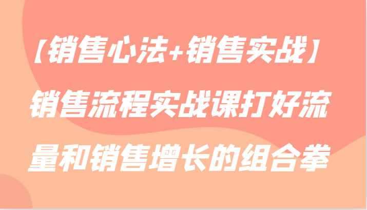 【销售心法+销售实战】销售流程实战课打好流量和销售增长的组合拳速创网赚项目-副业赚钱-互联网创业-资源整合速创园