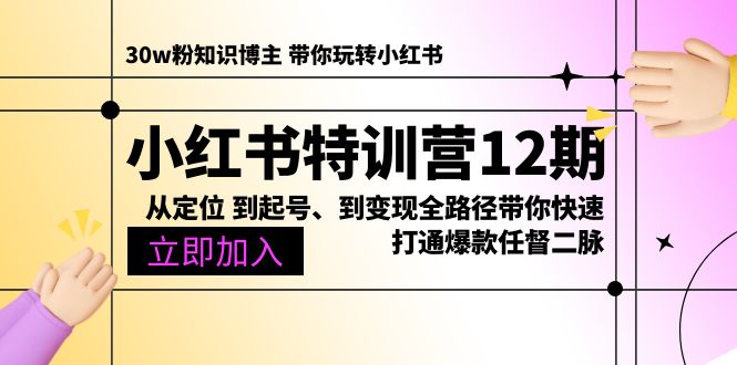 （10666期）小红书特训营12期：从定位 到起号、到变现全路径带你快速打通爆款任督二脉速创网赚项目-副业赚钱-互联网创业-资源整合速创园