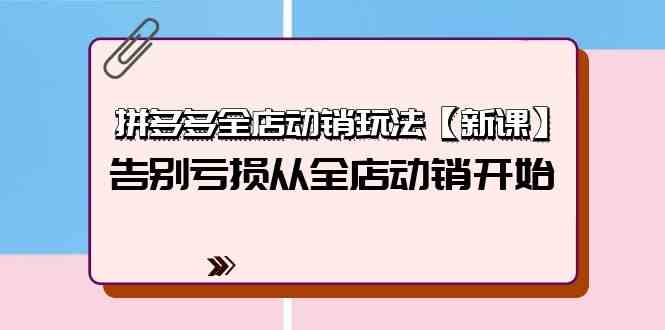 （9974期）拼多多全店动销玩法【新课】，告别亏损从全店动销开始（4节视频课）速创网赚项目-副业赚钱-互联网创业-资源整合速创园