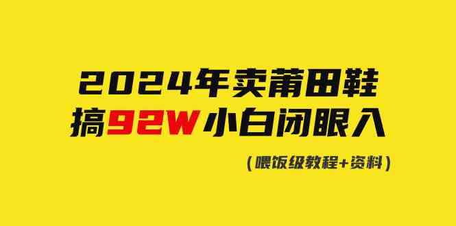 （9329期）2024年卖莆田鞋，搞了92W，小白闭眼操作！速创网赚项目-副业赚钱-互联网创业-资源整合速创园
