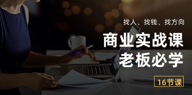 商业实战课【老板必学】：找人、找钱、找方向（16节课）速创网赚项目-副业赚钱-互联网创业-资源整合速创园