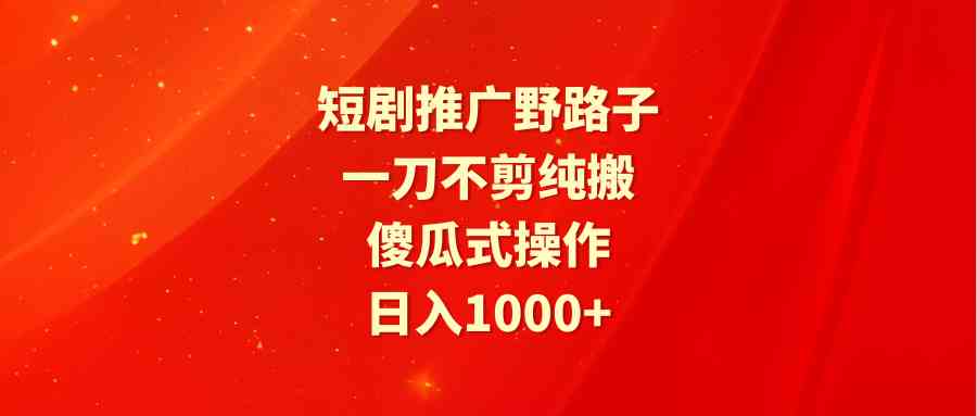 （9586期）短剧推广野路子，一刀不剪纯搬运，傻瓜式操作，日入1000+速创网赚项目-副业赚钱-互联网创业-资源整合速创园