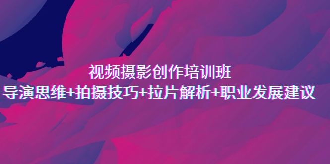 视频摄影创作培训班，导演思维+拍摄技巧+拉片解析+职业发展建议速创网赚项目-副业赚钱-互联网创业-资源整合速创园