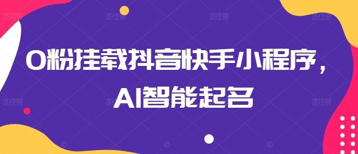 0粉挂载抖音快手小程序，AI智能起名速创网赚项目-副业赚钱-互联网创业-资源整合速创园