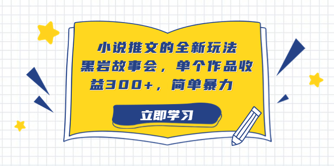 小说推文的全新玩法，黑岩故事会，单个作品收益300+，简单暴力速创网赚项目-副业赚钱-互联网创业-资源整合速创园