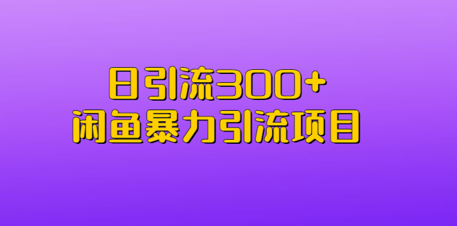 日引流300+闲鱼暴力引流项目速创网赚项目-副业赚钱-互联网创业-资源整合速创园