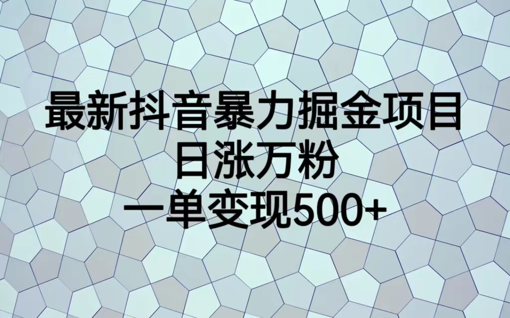 最火热的抖音暴力掘金项目，日涨万粉，多种变现方式，一单变现可达500+速创网赚项目-副业赚钱-互联网创业-资源整合速创园