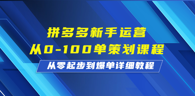 拼多多新手运营从0-100单策划课程，从零起步到爆单详细教程速创网赚项目-副业赚钱-互联网创业-资源整合速创园