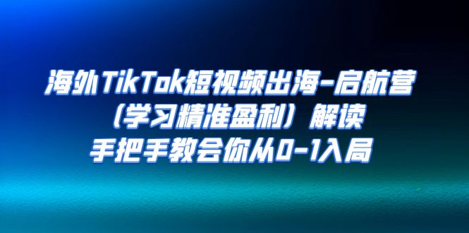 海外TikTok短视频出海-启航营（学习精准盈利）解读，手把手教会你从0-1入局速创网赚项目-副业赚钱-互联网创业-资源整合速创园
