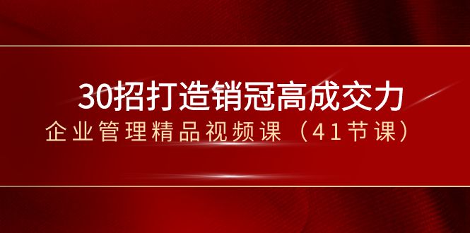 30招-打造销冠高成交力-企业管理精品视频课（41节课）速创网赚项目-副业赚钱-互联网创业-资源整合速创园