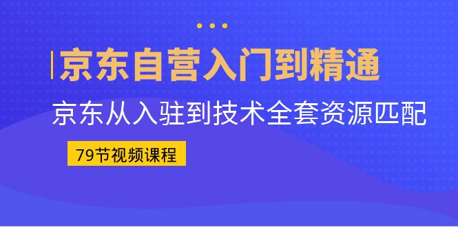 京东自营入门到精通：京东从入驻到技术全套资源匹配（79节课）速创网赚项目-副业赚钱-互联网创业-资源整合速创园