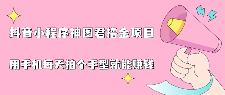 抖音小程序神图君撸金项目，用手机每天拍个手型挂载一下小程序就能赚钱速创网赚项目-副业赚钱-互联网创业-资源整合速创园