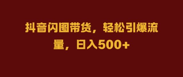 抖音闪图带货，轻松引爆流量，日入几张【揭秘】速创网赚项目-副业赚钱-互联网创业-资源整合速创园