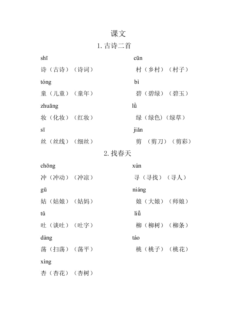二年级语文下册重点生字组词速创网赚项目-副业赚钱-互联网创业-资源整合速创园