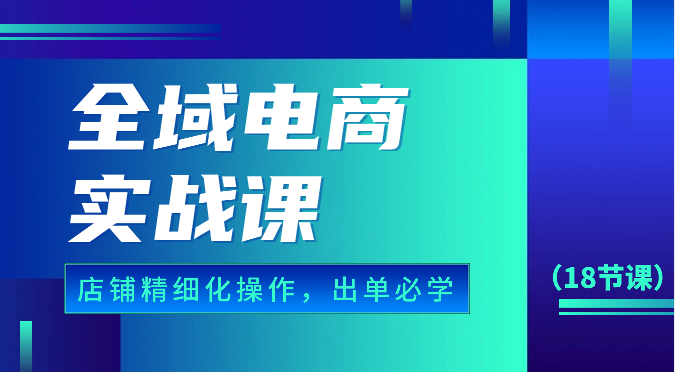 全域电商实战课，个人店铺精细化操作流程，出单必学内容（18节课）速创网赚项目-副业赚钱-互联网创业-资源整合速创园