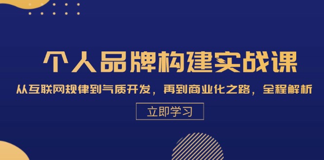 个人品牌构建实战课：从互联网规律到气质开发，再到商业化之路，全程解析速创网赚项目-副业赚钱-互联网创业-资源整合速创园