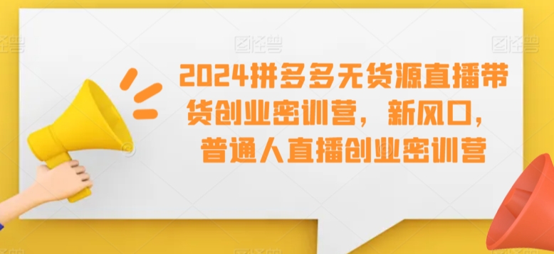 2024拼多多无货源直播带货创业密训营，新风口，普通人直播创业密训营速创网赚项目-副业赚钱-互联网创业-资源整合速创园