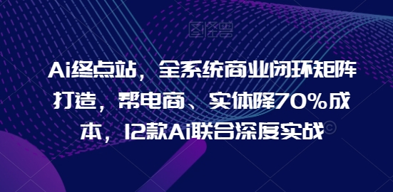 Ai终点站，全系统商业闭环矩阵打造，帮电商、实体降70%成本，12款Ai联合深度实战速创网赚项目-副业赚钱-互联网创业-资源整合速创园
