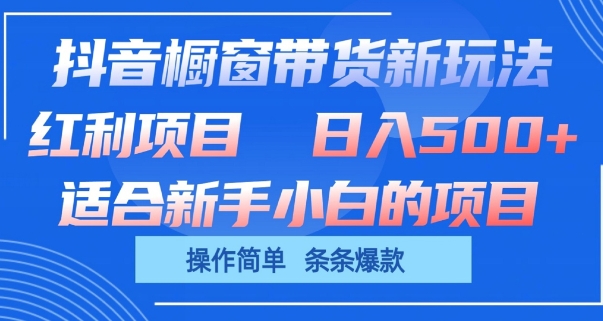 抖音橱窗带货新玩法，单日收益几张，操作简单，条条爆款速创网赚项目-副业赚钱-互联网创业-资源整合速创园