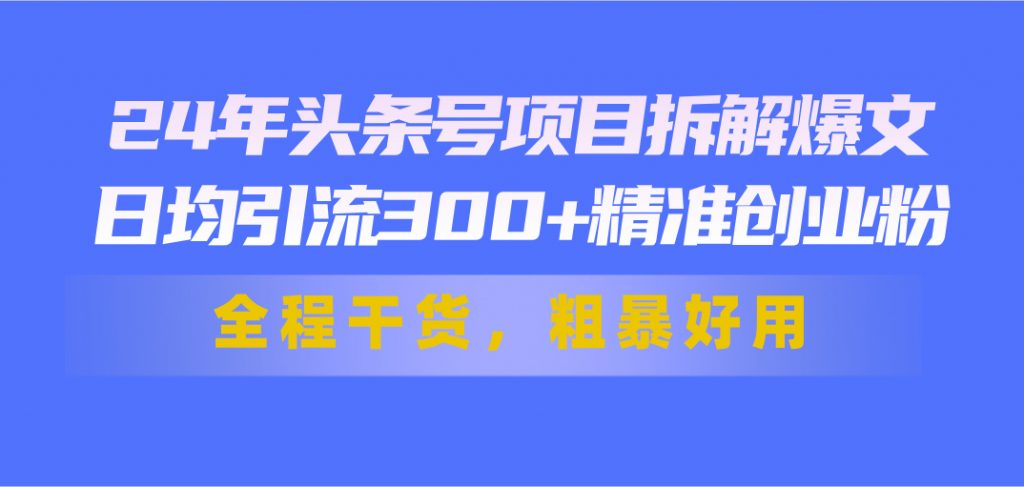 44862ec20e20240704123910-1024x487-1.jpg 24年头条号项目拆解爆文,日均引流300+精准创业粉,全程干货,粗暴好用