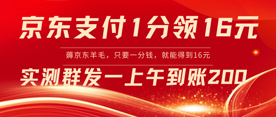 京东支付1分得16元实操到账200速创网赚项目-副业赚钱-互联网创业-资源整合速创园