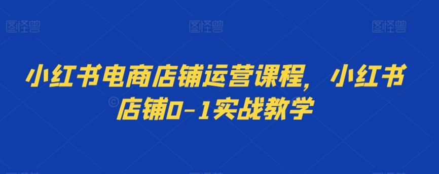 小红书电商店铺运营课程，小红书店铺0-1实战教学速创网赚项目-副业赚钱-互联网创业-资源整合速创园