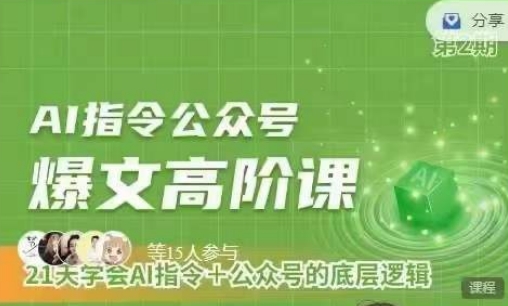 Ai指令公众号高阶课，学会ai指令+公众号的底层逻辑速创网赚项目-副业赚钱-互联网创业-资源整合速创园