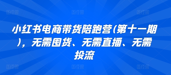 小红书电商带货陪跑营(第十一期)，无需囤货、无需直播、无需投流速创网赚项目-副业赚钱-互联网创业-资源整合速创园