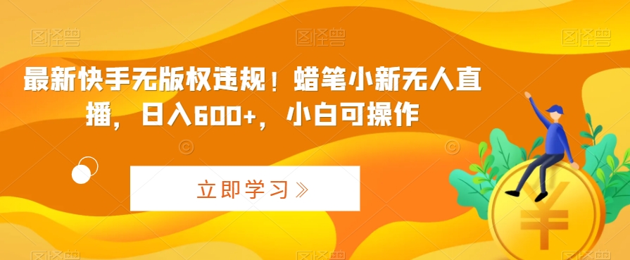 最新快手无版权违规！蜡笔小新无人直播，日入600+，小白可操作速创网赚项目-副业赚钱-互联网创业-资源整合速创园