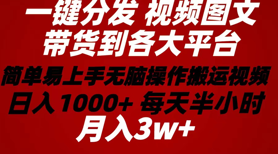 （10667期）2024年 一键分发带货图文视频  简单易上手 无脑赚收益 每天半小时日入1…速创网赚项目-副业赚钱-互联网创业-资源整合速创园