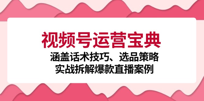 视频号运营宝典：涵盖话术技巧、选品策略、实战拆解爆款直播案例速创网赚项目-副业赚钱-互联网创业-资源整合速创园