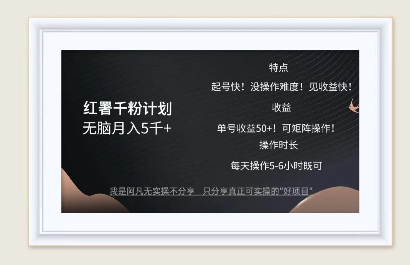 红薯千粉计划无脑月入5千+！既做既赚！速创网赚项目-副业赚钱-互联网创业-资源整合速创园