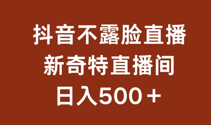 不露脸挂机直播，新奇特直播间，日入500+速创网赚项目-副业赚钱-互联网创业-资源整合速创园