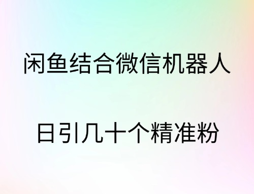 闲鱼结合微信机器人，日引几十个精准粉速创网赚项目-副业赚钱-互联网创业-资源整合速创园