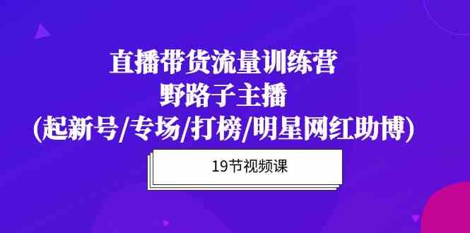 直播带货流量特训营，野路子主播(起新号/专场/打榜/明星网红助博)速创网赚项目-副业赚钱-互联网创业-资源整合速创园