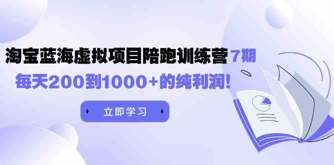 （9541期）黄岛主《淘宝蓝海虚拟项目陪跑训练营7期》每天200到1000+的纯利润速创网赚项目-副业赚钱-互联网创业-资源整合速创园