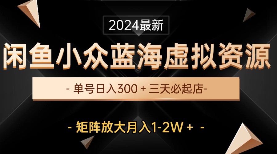 （10336期）最新闲鱼小众蓝海虚拟资源，单号日入300＋，三天必起店，矩阵放大月入1-2W速创网赚项目-副业赚钱-互联网创业-资源整合速创园