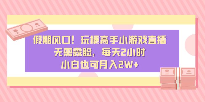 假期风口！玩梗高手小游戏直播，无需露脸，每天2小时，小白也可月入2W+速创网赚项目-副业赚钱-互联网创业-资源整合速创园