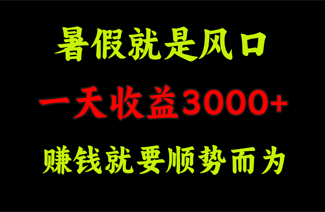 一天收益3000+ 赚钱就是顺势而为，暑假就是风口速创网赚项目-副业赚钱-互联网创业-资源整合速创园
