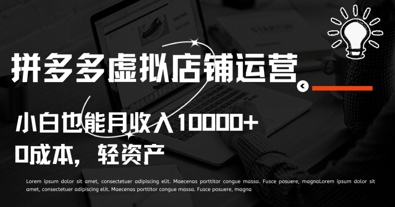 拼多多虚拟店铺运营小白也能月收入10000+速创网赚项目-副业赚钱-互联网创业-资源整合速创园