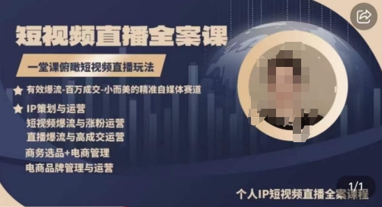 高品质IP短视频直播全案课程，一堂课俯瞰短视频直播玩法速创网赚项目-副业赚钱-互联网创业-资源整合速创园