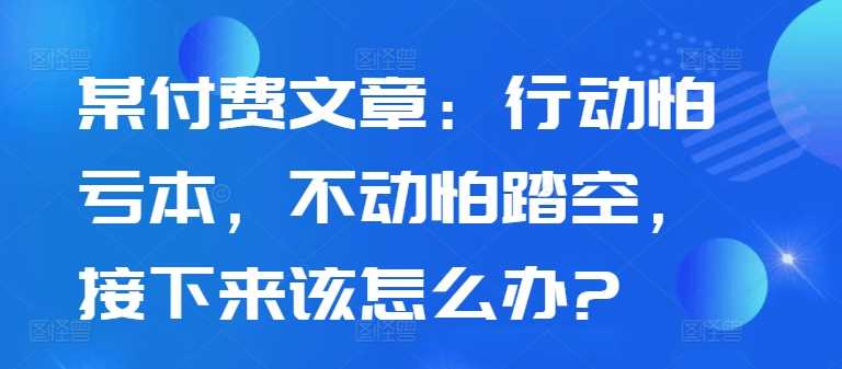 某付费文章：行动怕亏本，不动怕踏空，接下来该怎么办?速创网赚项目-副业赚钱-互联网创业-资源整合速创园